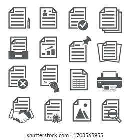 Documents icons set on white background