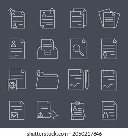 Documents icons set. Documents pack symbol vector elements for infographic web