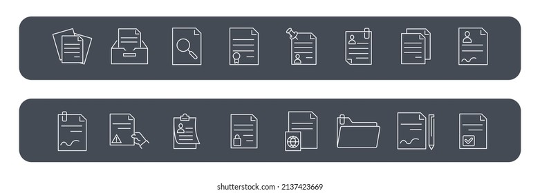 Documents icons set . Documents pack symbol vector elements for infographic web