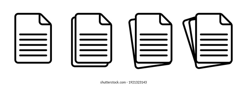 Documents icons set. Paper document on white background. File page vector design element. Vector illustration.