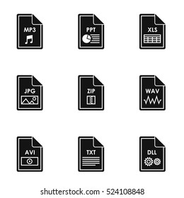 Documents icons set. Simple illustration of 9 documents vector icons for web