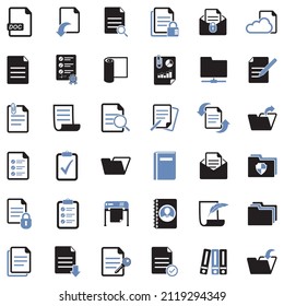 Documents Icons. Two Tone Flat Design. Vector Illustration.