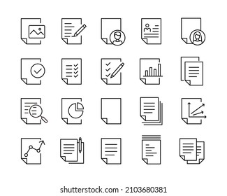 Documents Icons - Vector Line Icons. Editable Stroke. Vector Graphic