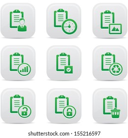 Documents icons,Green buttons,vector