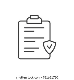 Documents insurance, security line icon.