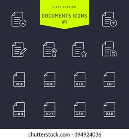 Documents Light Line Icons 