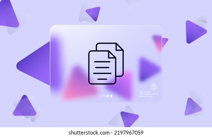Documents line icon. File management, digital, store the information, agreement, report, deal, paper sheets, word prrocessor. Business concept. Glassmorphism style. Vector line icon for Advertising.
