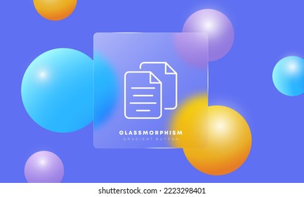 Documents line icon. File management, digital, paper, documentation, electronic, office work, information, personal data, transfer, send, storage. Business concept. Glassmorphism style