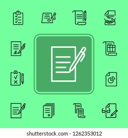 Documents line icon set. Set of line icons on white background. Office concept. Contract, report, clipboard. Vector illustration can be used for topics like office job, meeting, postal