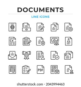 Documents line icons set. Modern outline elements, graphic design concepts, simple symbols collection. Vector line icons