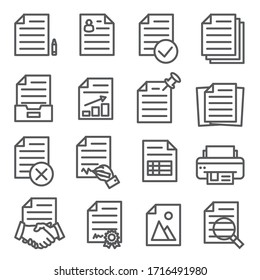 Documents line icons set on white background