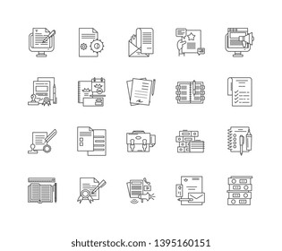 Documents line icons, signs, vector set, outline illustration concept 