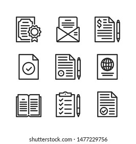 Documents line icons. Simple outline symbols, modern linear graphic elements collection. Vector icons set