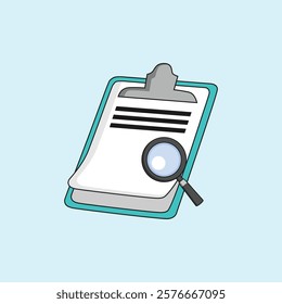 Documents with Magnifier Glass Isolated Vector Cartoon illustration Icon