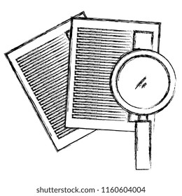 documents with magnifying glass