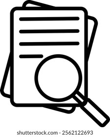 documents and Magnifying Glass Icon definition icon Outline