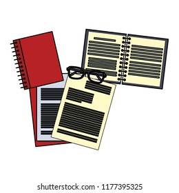 Documents and notebook with glasses