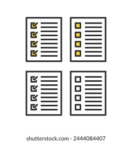 Documents, notes items. Checked. no check. set.