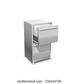 Documents open office box. Closet safe with documents. Vector Illustration