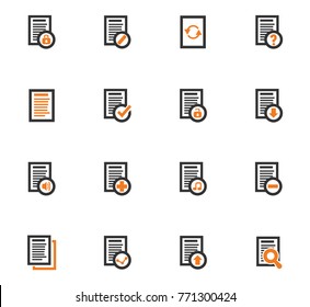 Documents orange vector icons for user interface design