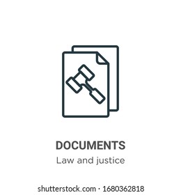 Documents outline vector icon. Thin line black documents icon, flat vector simple element illustration from editable law and justice concept isolated stroke on white background