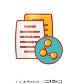 documents paper with share symbol