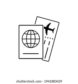 Documents: passport and ticket. Isolated on white background.