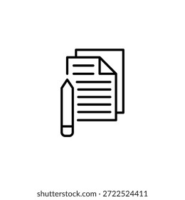 Documents With Pencil Outline Icon For Note And Data Edit