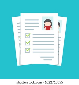 Documents with personal data, cv resume template, vector graphic