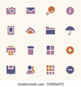 Conjunto de ícones da Web para documentos e fotos. Símbolos móveis de escritório e mídias sociais.