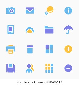 Documents and photo web icons set. Office and social media mobile symbols.