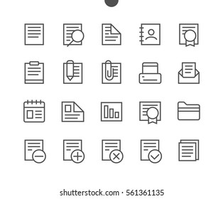 Documents Pixel Outlined Perfect Well-crafted Vector Thin Line Icons 48x48 Ready for 24x24 Grid for Web Graphics and Apps with Editable Stroke. Simple Minimal Pictogram Part 1-1