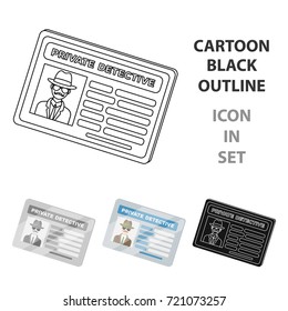 Documents of a private detective. Card that shows the personality of the detective.Detective single icon in cartoon style vector symbol stock illustration.