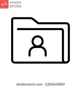 Icono de Perfil de documentos. carpeta de usuario privada de portafolio personal. Documento confidencial de privacidad, directorio personal de protección. ilustración de vector de trazo editable. Diseño en fondo blanco EPS 10