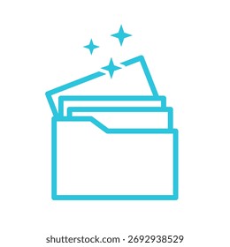 Documents, Projects Icon, Isolated on white background. Blue icon