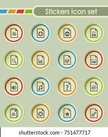 documents round sticker icons for your creative ideas