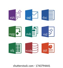 Documents rounded square icon pack graphic vector illustration. Flat icon. Documents format icon pack.