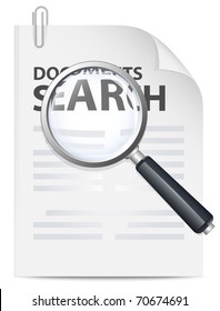 Documents search icon. Vector