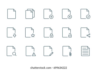 Documents set of linear icons