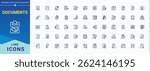 Documents simple icon set. Minimal linear icons. Featuring folio, contract, copy, document, note. Vector illustration. Form icon set.