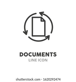 Documents simple line icon. Vector illustration symbol elements for web design.
