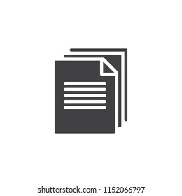 Documents stack vector icon. filled flat sign for mobile concept and web design. File documents simple solid icon. Symbol, logo illustration. Pixel perfect vector graphics