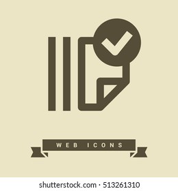 Documents tick isolated minimal single flat linear icon for application and info-graphic. Catalog line vector icon for websites and mobile minimalistic flat design.