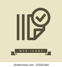 Documents tick isolated minimal single flat linear icon for application and info-graphic. Catalog line vector icon for websites and mobile minimalistic flat design.