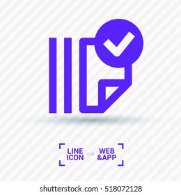 Documents tick isolated minimal single flat linear icon for application and info-graphic. Catalog line vector icon for websites and mobile minimalistic flat design.