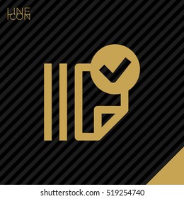 Documents tick isolated minimal single flat linear icon for application and info-graphic. Catalog line vector icon for websites and mobile minimalistic flat design.