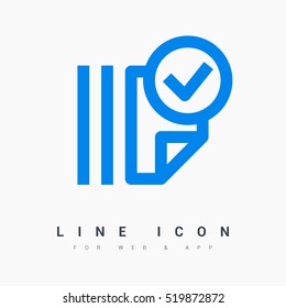 Documents tick isolated minimal single flat linear icon for application and info-graphic. Catalog line vector icon for websites and mobile minimalistic flat design.