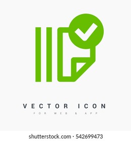 Documents tick isolated minimal single flat linear icon for application and info-graphic. Catalog line vector icon for websites and mobile minimalistic flat design.