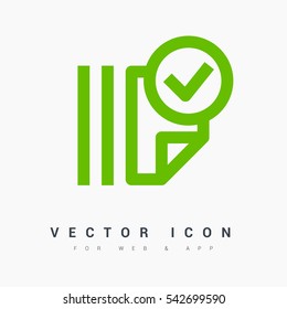Documents tick isolated minimal single flat linear icon for application and info-graphic. Catalog line vector icon for websites and mobile minimalistic flat design.