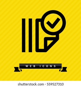 Documents tick isolated minimal single flat linear icon for application and info-graphic. Catalog line vector icon for websites and mobile minimalistic flat design.